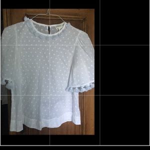 Kate spade white polkadot blouse with tassels